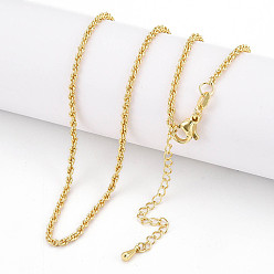 Настоящее золото 18K 2мм латунные веревочные цепочки ожерелья для мужчин и женщин, долговечный, реальный 18 k позолоченный, 23.43 дюйм (59.5 см) ~ 23.62 дюйм (60 см)