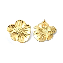 Настоящее золото 18K Ионное покрытие (ip) 304 серьги-гвоздики из нержавеющей стали, цветок, реальный 18 k позолоченный, 39x38.5 мм