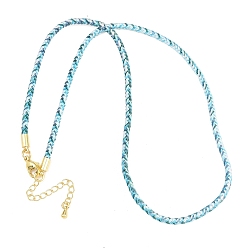 Светло-Синий Изготовление ожерелий из плетеного поликоттонового шнура, с латунными выводами и 303 застежками из лобстера из нержавеющей стали, реальный 18 k позолоченный, голубой, 18.11~18.19 дюйм (46~46.2 см)