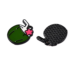 Темно-Зеленый Окрашенного распылением эмали сплава подвески, без кадмия, без никеля и без свинца, кокосовая вода с цветочным очарованием, темно-зеленый, 20.5x16x2 мм, отверстие : 1.6 мм