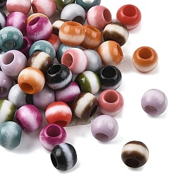 (52) Непрозрачная лаванда Непрозрачный акрил европейского бисера, рондель, большое отверстие шарик, два тона, разноцветные, 9.5x7.5~8 мм, отверстие : 5 мм