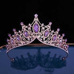 Фиолетовый Бархат Сплав горный хрусталь ленты для волос, аксессуары для волос для женщин и девочек, корона, пурпурного бархата, 135 мм
