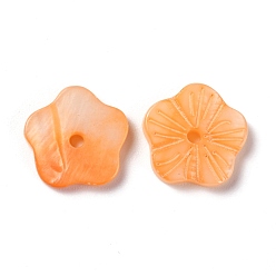 Orange Natural Freshwater Shell Beads, Dyed, Flower, Orange, 10x10.5x2mm, Hole: 1.2mm