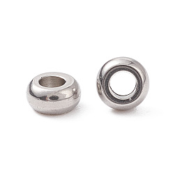 Edelstahl Farbe Anlaufgeschützt 202 Edelstahlperlen, Rondell, Edelstahl Farbe, 4x2 mm, Bohrung: 1.8 mm