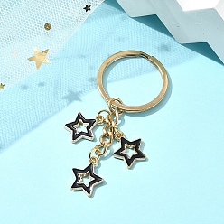 Черный Брелок со звездным сплавом и эмалью, с железной фурнитурой, звезда, чёрные, 7 см