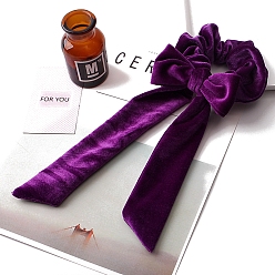 Фиолетовый Бархатные резинки для волос, аксессуары для волос для женщин и девочек, бантом, фиолетовые, 150x90 мм