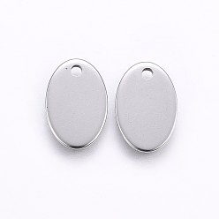 Нержавеющая Сталь Цвет Устойчивые к потускнению 304 подвески из нержавеющей стали, овальные, штамповка пустой метки, цвет нержавеющей стали, 13x8.5x0.8 мм, отверстие : 1.4 мм