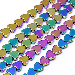 (966) Внутренний цвет Кристалл / Лиловато-лиловый на подкладке Гальванизировать немагнитных синтетический гематит бисер пряди, сердце, с покрытием разноцветным, 4x4x2 мм, отверстие : 1 мм, около 105 шт / нитка, 15.7 дюйм