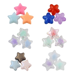 Mixed Color 300Pcs 6 Style Transparent & Opaque & Spray Painted Acrylic Beads, Star, Mixed Color, 50pcs/style
