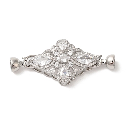 Платинированный Латунное микропейв, прозрачный кубический цирконий, складные застежки, без кадмия, без никеля и без свинца, со стеклом, долговечный, Реальная платина, 58 мм, отверстие : 5.4 мм