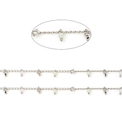 Флюорит Граненые цепочки из натурального флюорита ручной работы, латунь бордюр цепи, пайки, с катушкой, Реальная платина, 3x1.8x0.8 мм, бусины : 6x3 мм, около 32.8 футов (10 м) / рулон