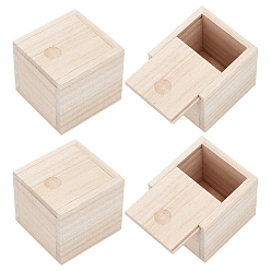 BurlyWood Unfinished Natural Candlenut Card Keeper Box, for Arts, Crafts and Home Decor, Square, BurlyWood, 6.3x6.35x5.75cm, Inner Size: 5.05x5.1cm