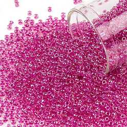 (785) Hot Pink Lined Crystal Rainbow Тохо 11/0 круглые бусины, японский бисер, (785) ярко-розовая кристальная радуга, 11/0, 2.2 мм, отверстие : 0.8 мм, Около 1110 шт / 10 г