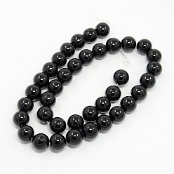 Black Onyx Natural Black Onyx Round Beads Strands, Grade A, Dyed, 4~10mm, Hole: 0.8~1mm, 15 inch, size proportion: 1:1:1:1