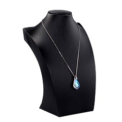 Черный Дерева покрыты кожей ожерелье дисплеи, чёрные, 30x18.3x10 см