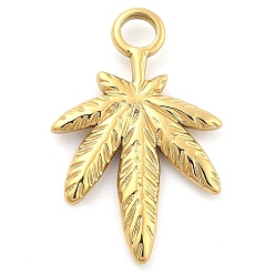 Настоящее золото 14K Ионное покрытие (ip) 304 подвески из нержавеющей стали, очарование листа, реальный 14 k позолоченный, 22.5x14.5x2.5 мм, отверстие : 3 мм