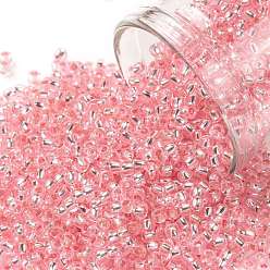 (2215) Silver Lined Light Pink Круглые бусины toho, японский бисер, (2215) светло-розовый с серебряной подкладкой, 11/0, 2.2 мм, отверстие : 0.8 мм, Около 5555 шт / 50 г