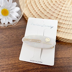 Морская Ракушка Овальные заколки для волос из ацетата целлюлозы (смола) с улыбкой на лице, аксессуары для волос для девочек и женщин, цвет морской раковины, 25x63 мм