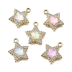 Golden UV Plating Alloy Crystal Rhinestone Pendants, with Glass, Star Charms, Golden, 18.5x16x4.5mm, Hole: 1.9mm