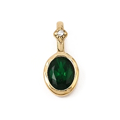 Dark Green Birthstone Glass Pendants, Faceted Oval Charms, with 316 Stainless Steel Findings, Golden, Dark Green, 19x8x7mm, Hole: 6x3.5mm