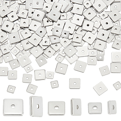 Нержавеющая Сталь Цвет 300 шт. 3 стили 304 проставки из нержавеющей стали, квадратный, цвет нержавеющей стали, 4~6x4~6x0.8 мм, отверстие : 1.2 мм, 100 шт / стиль