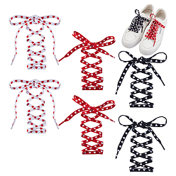 (52) Непрозрачная лаванда 6 пары 3 цветные полиэстеровые шнурки, Сердце Pattern, разноцветные, 1200x9x3.5 мм, 2 пары / цвет