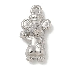 Настоящее золото 18K 304 подвески из нержавеющей стали, мышь очарование, реальный 18 k позолоченный, 24.5x13x6.5 мм, отверстие : 1.8 мм