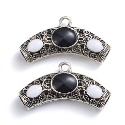 Antique Silver Tube Alloy Enamel Tube Bails, Loop Bails, Antique Silver, 20x38x10mm, Hole: 2.5mm, Inner Diameter: 6mm
