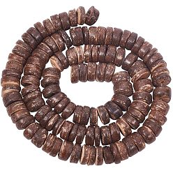 Coconut Brown Natural Coconut Shell Rondelle Bead Strands, Coconut Brown, 8x2.5~5mm, Hole: 1mm