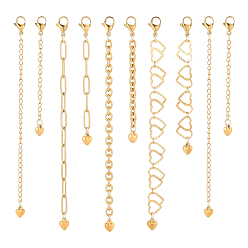 Настоящее золото 18K 10 шт. 5 стили 304 удлинитель цепи из нержавеющей стали, реальный 18 k позолоченный, 74~124 мм, 2 шт / стиль