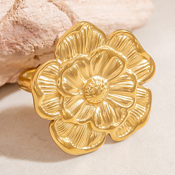 Золотой Цветок 304 регулируемые манжеты из нержавеющей стали для женщин, золотые, 25x25.5 мм, внутренний диаметр: 18 мм