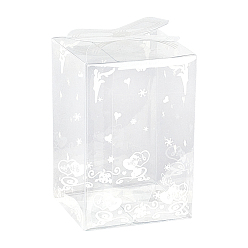Clear Foldable Transparent PVC Boxes, for Craft Candy Packaging Wedding Party Favor Gift Boxes, Rectangle with Floral Pattern, Clear, 7.5x5x4.5cm