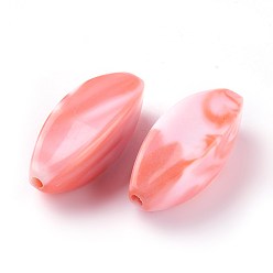Salmon Acrylic Imitation Gemstone Beads, Leaf, Salmon, 30~30.5x10~15mm, Hole: 2.2mm, about 177pcs/500g
