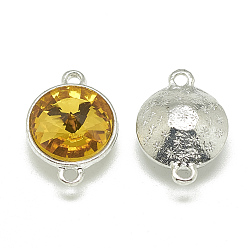 Топаз Сплав стекла rivoli горный хрусталь звенья соединители, граненые, конус, платина, топаз, 19x13.5x8 мм, отверстие : 1.5 мм