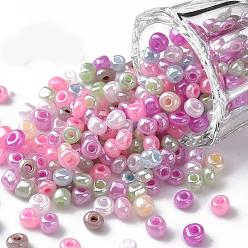 Mixed Color Glass Seed Beads, Ceylon, Round, Mixed Color, 4mm, Hole: 1.5mm, about 4500pcs/pound
