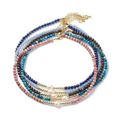 Mixed Stone Natural Gemstone & Pearl Beaded Necklace for Women, 15.63 inch(39.7cm)