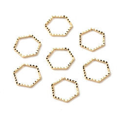 Настоящее золото 24K Латунные соединительные колечки, долговечный, без кадмия и без свинца, шестиугольник, реальный 24 k позолоченный, 10x11x1 мм, внутренний диаметр: 9x10 мм