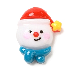 Снеговик Кабошоны из непрозрачной рождественской смолы, снеговик, 14x11x5 мм