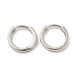 Платинированный Латунные серьги обруча, круглые, Реальная платина, 11x1.5 мм