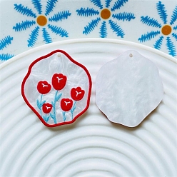 Красный Акриловые подвески с цветами, красные, 36x32 мм