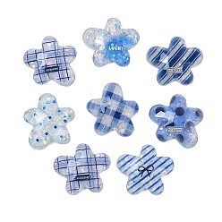 Цветок Прозрачные смолы кабошоны, с блестка, цветок, 25~26x24~25x7 мм