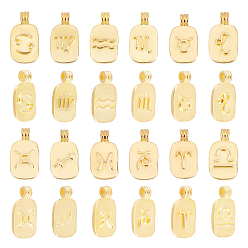 Constellation 120pcs 12 pendentifs en alliage constellation, sans cadmium et sans plomb, or, ovale avec constellation, 12 constellations, 18x10x4mm, Trou: 2mm, 10 pcs / constellation
