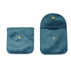Темный Голубой Бархатные мешочки для хранения украшений с кнопкой, для сережек, Кольца, , квадратный, темные голубые, 10x10 см