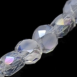 Светло-Синий Граненый плоские круглые AB Цвет покрытием матового кристалл бисер пряди, голубой, 4x3 мм, отверстие : 1 мм, около 99 шт / нитка, 13.9 дюйм