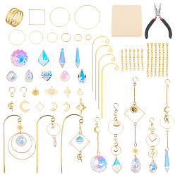 Золотой Наборы для самостоятельного изготовления подвесных ловцов солнца из стекла и латуни, золотые, 170x58x3 мм