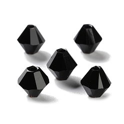 Черный К 9 стекло, имитация Австрийские кристаллические шарики, граненые, двухконусные, чёрные, 6x6x6 мм, отверстие : 0.9 мм