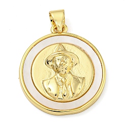 Human Плоские круглые подвески из латуни, покрытие стойки, реальный 18 k позолоченный, без свинца и без кадмия, долговечный, человек, 22.5x20x4.5 мм, отверстие : 6x3.5 мм