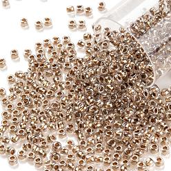 (989) Gilt Lined Crystal Toho runde Rocailles, japanische Rocailles, (989) vergoldeter Kristall, 11/0, 2.2 mm, Bohrung: 0.8 mm, über 1110pcs / Flasche, 10 g / Flasche