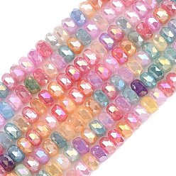 (52) Непрозрачная лаванда Стеклянные бусины, имитация нефрита , рондель, с покрытием AB цвета, граненые, разноцветные, 8x5 мм, отверстие : 1.2 мм, около 75 шт / нитка, 14.96'' (38 см)