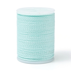 Light Cyan Round Waxed Polyester Cord, Taiwan Waxed Cord, Twisted Cord, Light Cyan, 1mm, about 12.02 yards(11m)/roll